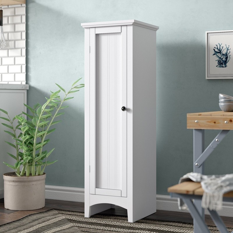 White Food Storage Kitchen Pantry with Glass Doors Lark Manor