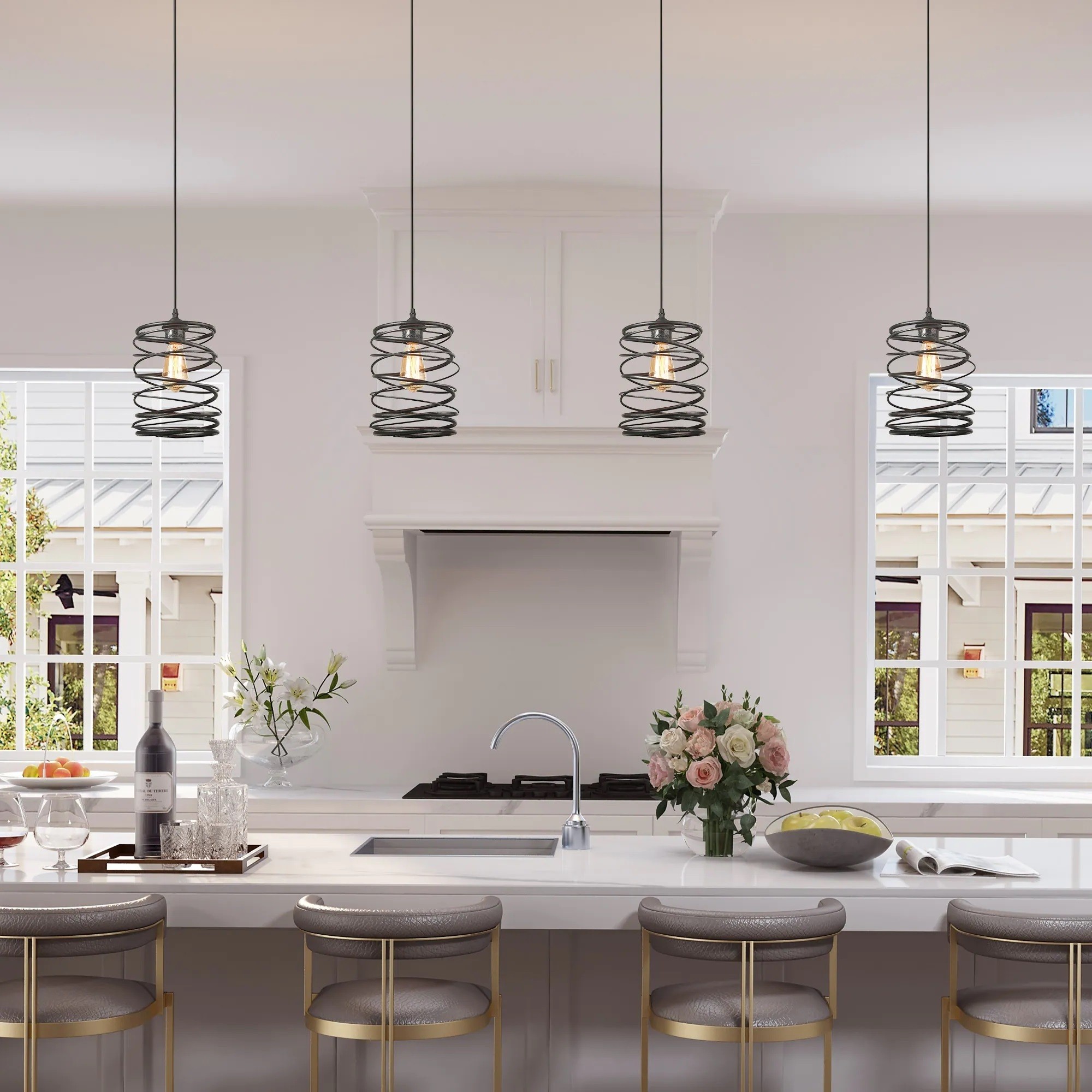 Lighting A Kitchen Island Things In The Kitchen   Vintage Spiral Kitchen Island Pendant Lights 