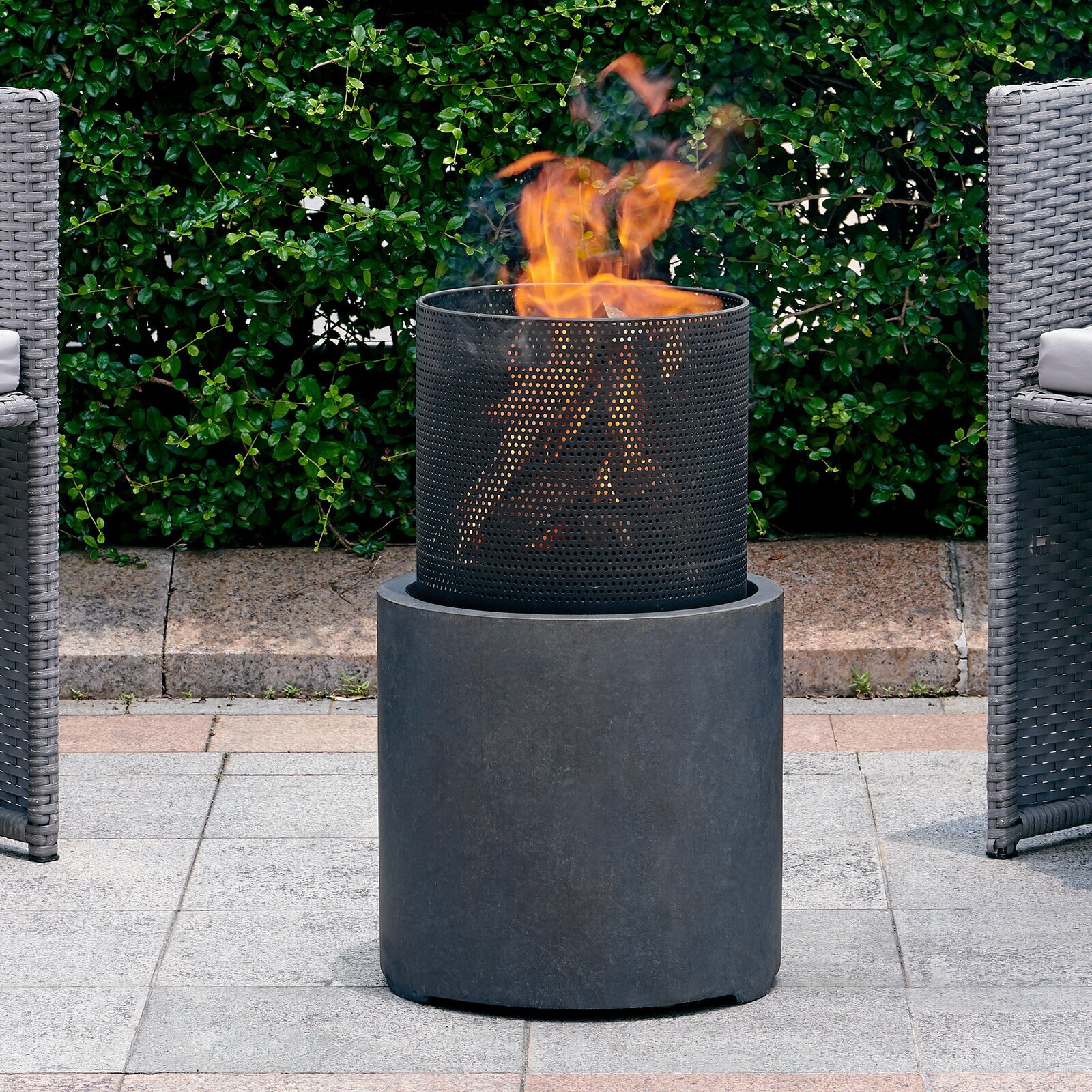 Wade Logan Minimalist Outdoor Metal Fireplace