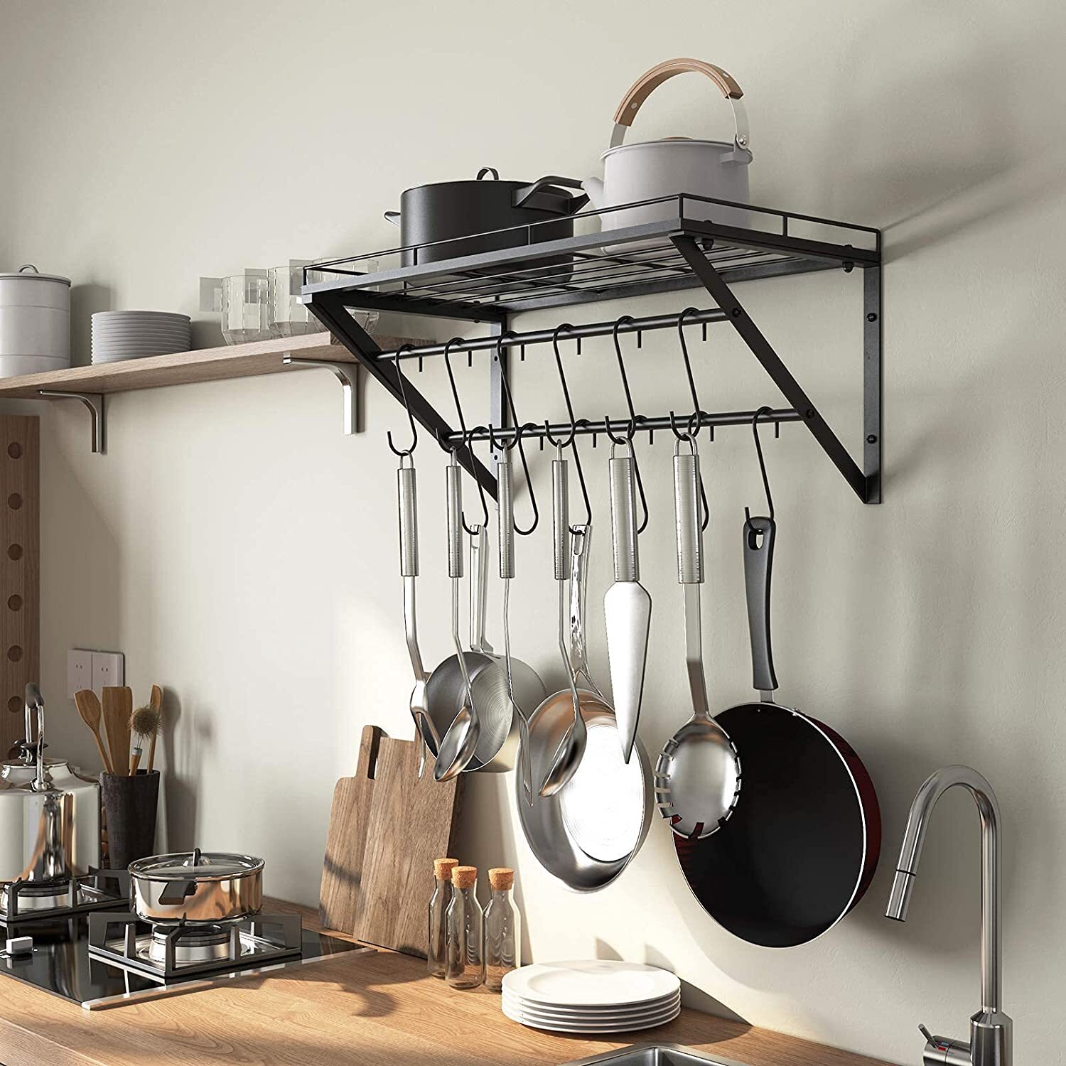 Wall Mounted Rack for Hanging Cast Iron Pans