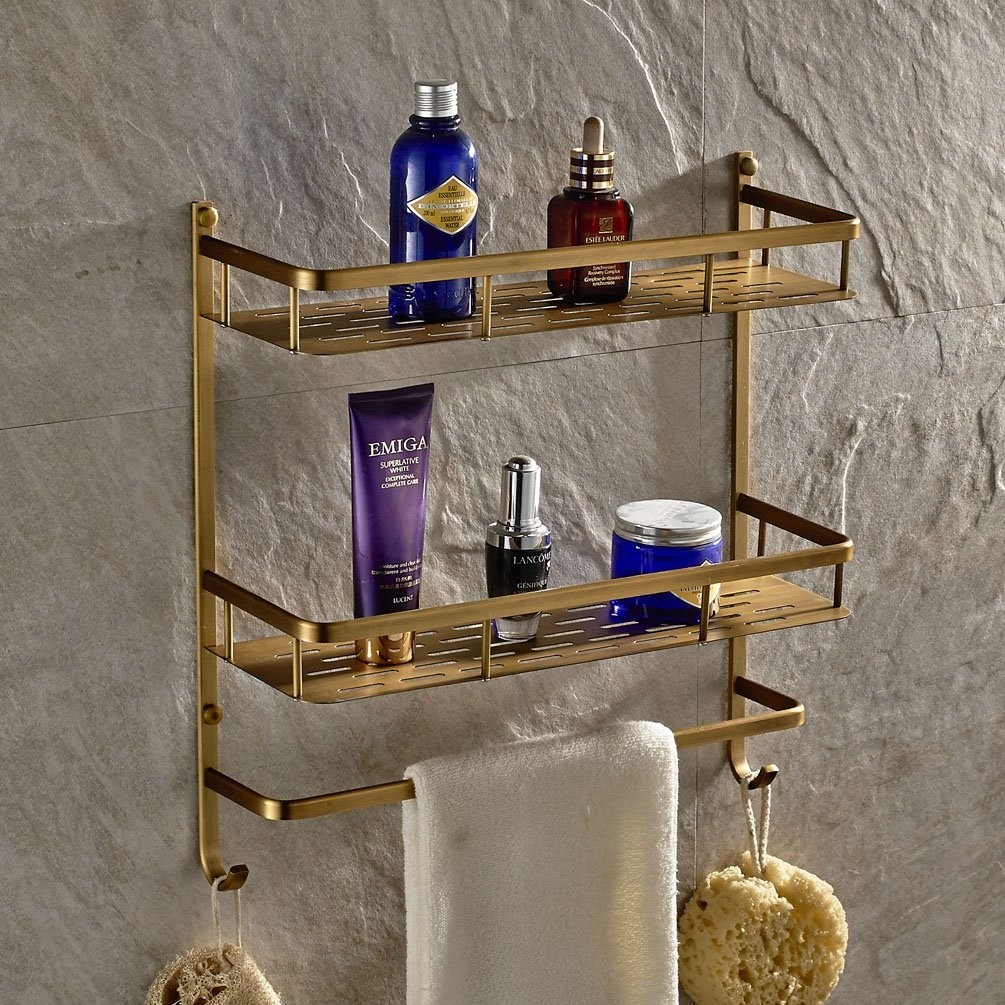 Wall mounted shelf for bathroom with adjustable shower 1