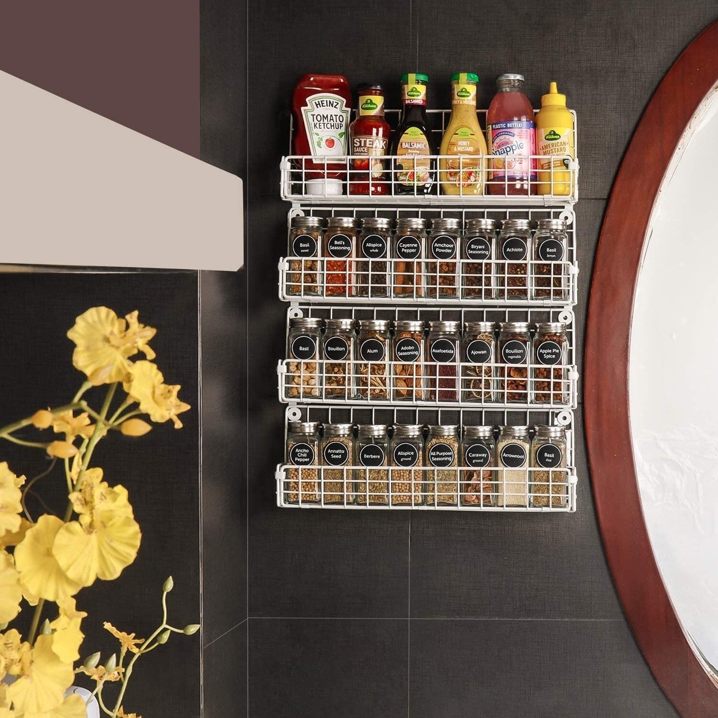 Wall Mounted Spice Rack Organizer