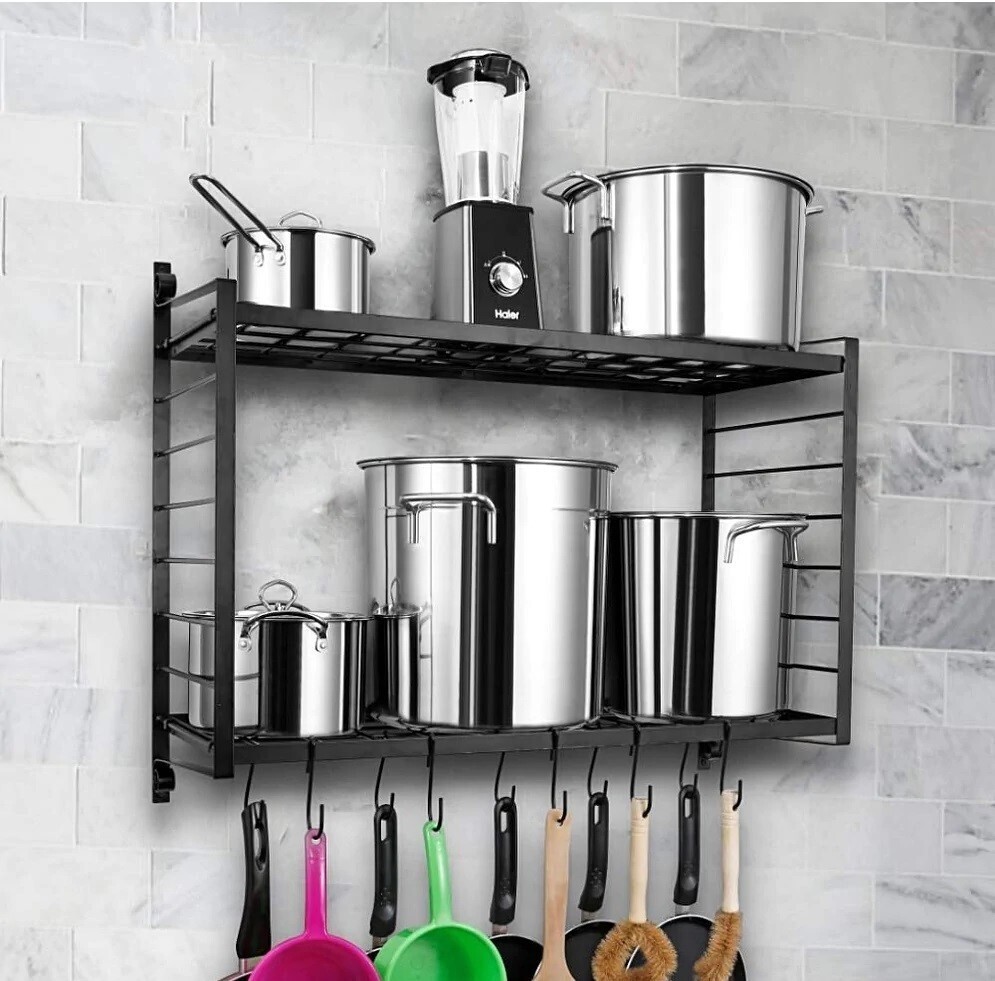 Stainless Steel 5 Shelf Wall Mount Kitchen Utensils Rack