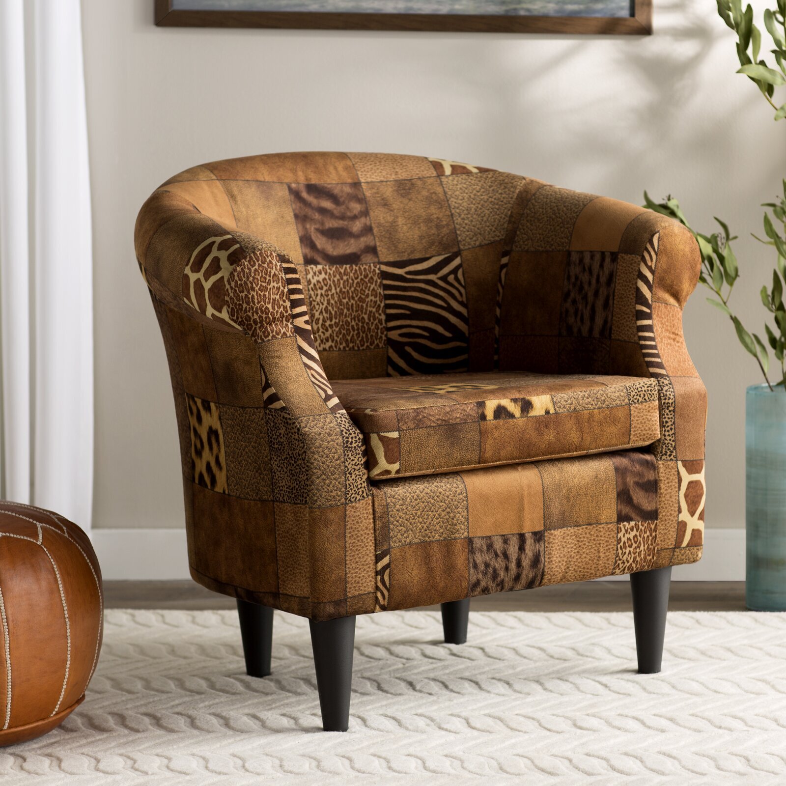 Wide Barrel Patchwork Lounge Chair