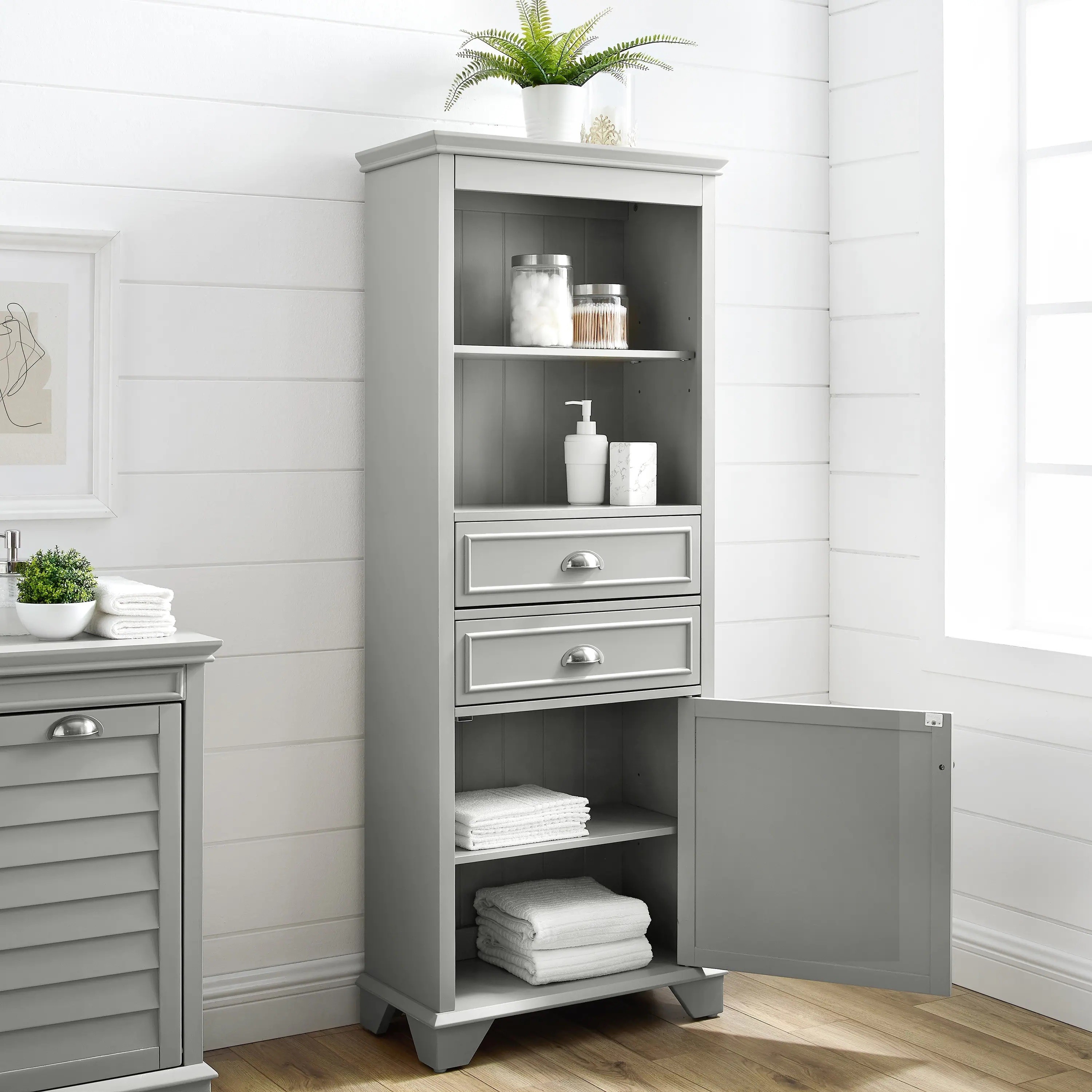 Wider linen tower for bathrooms where space isn’t a problem