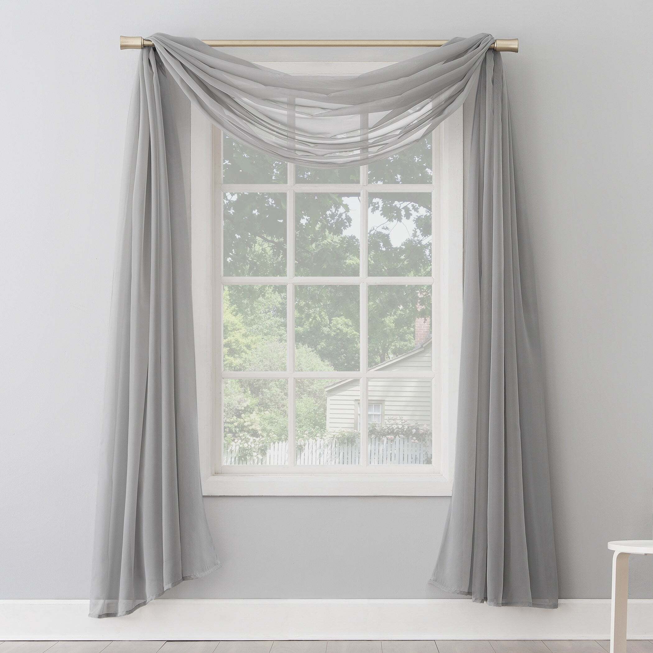 Window with One Curtain Panel Scarf