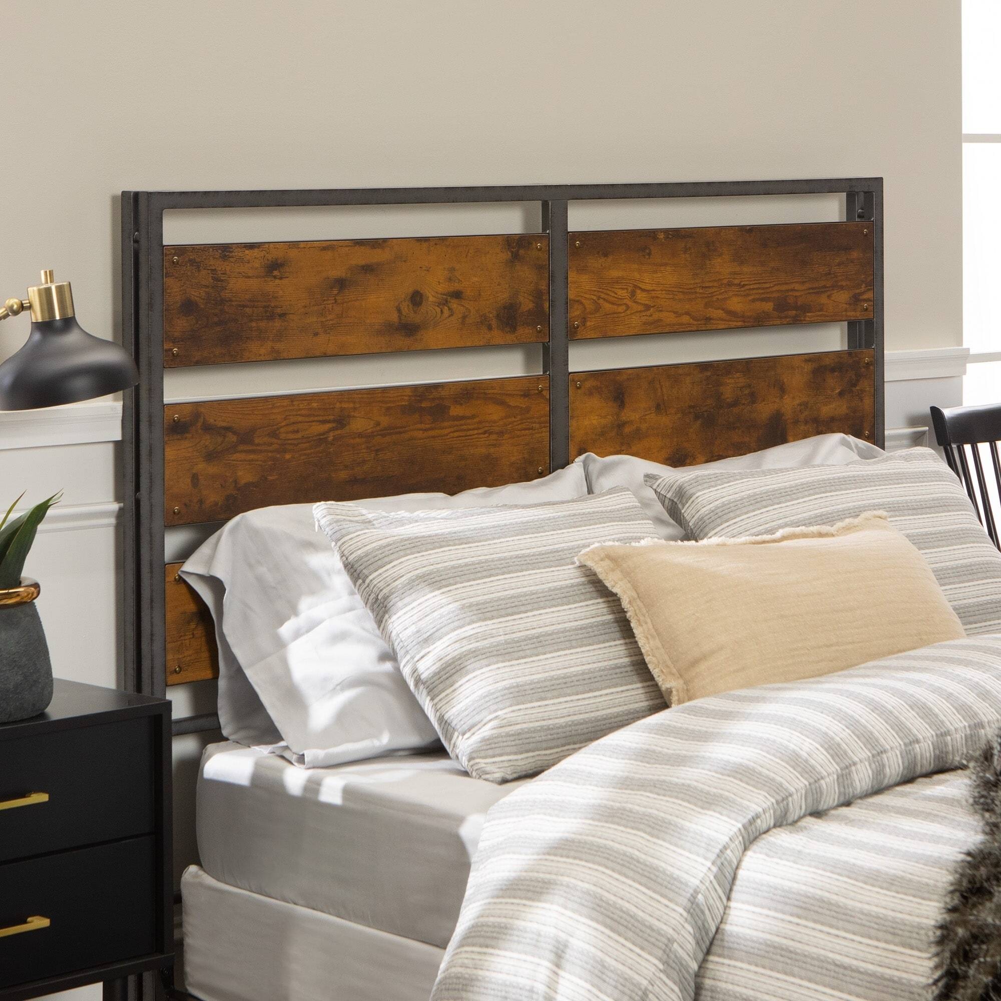 Wood and Metal Headboards With Plank Design