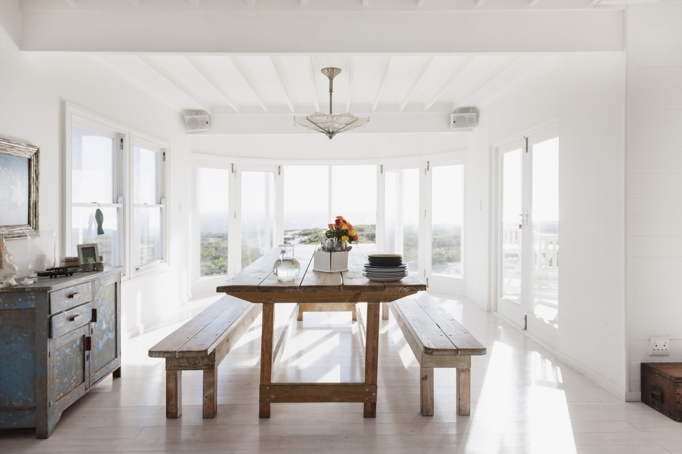 Wooden table and benches