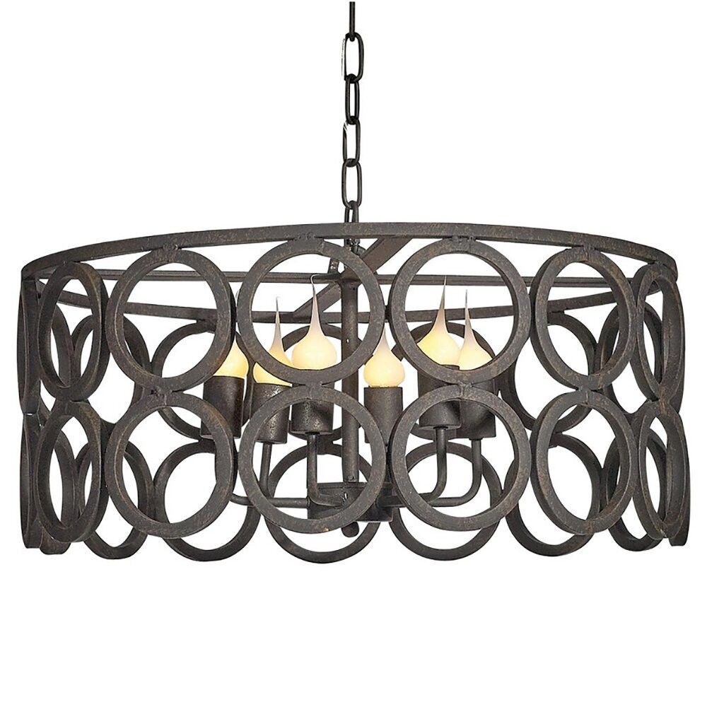 Wrought Iron Candle Chandelier with Drum style