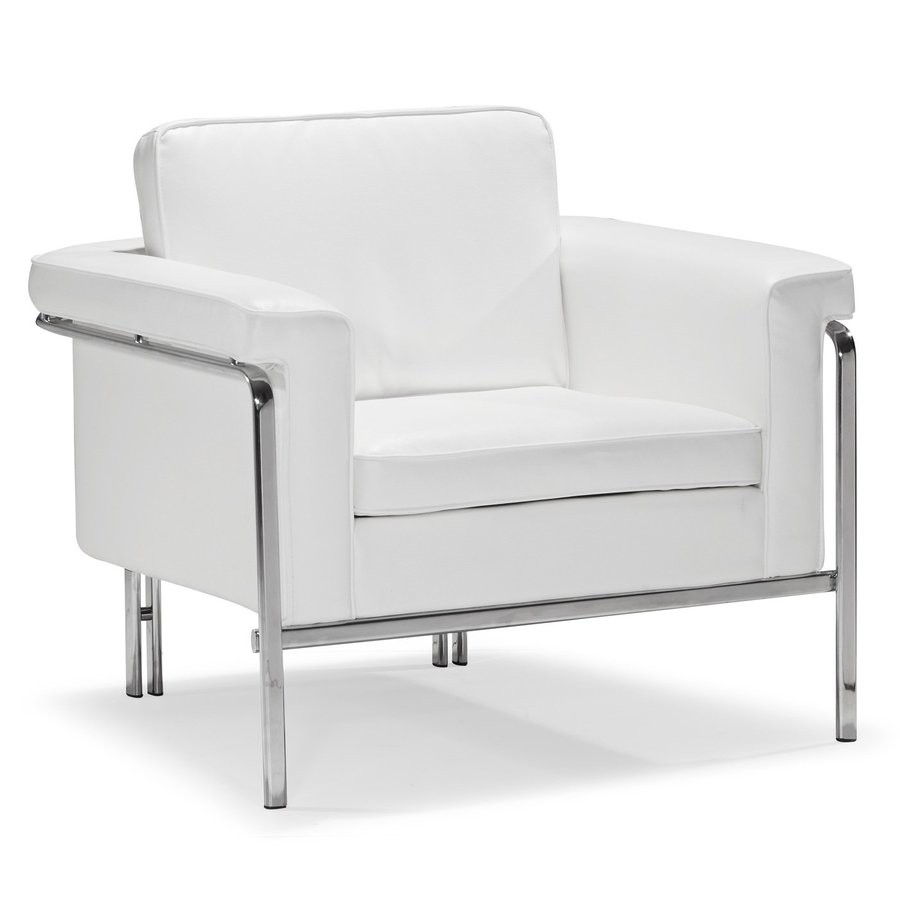 Zuo modern singular modern white faux leather club chair