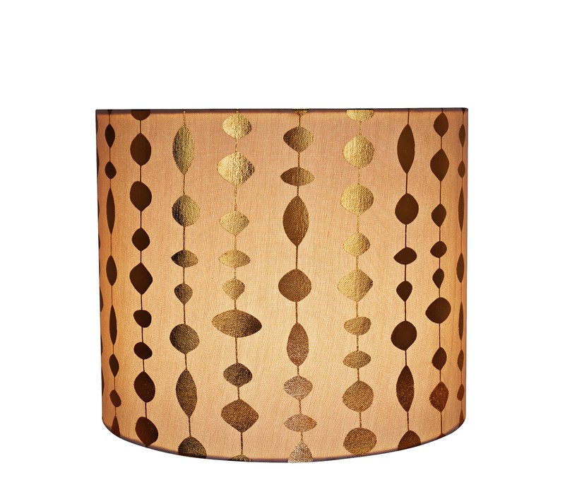 10'' H x 9'' W Faux Linen Drum Lamp Shade ( Spider ) in Beige/Gold