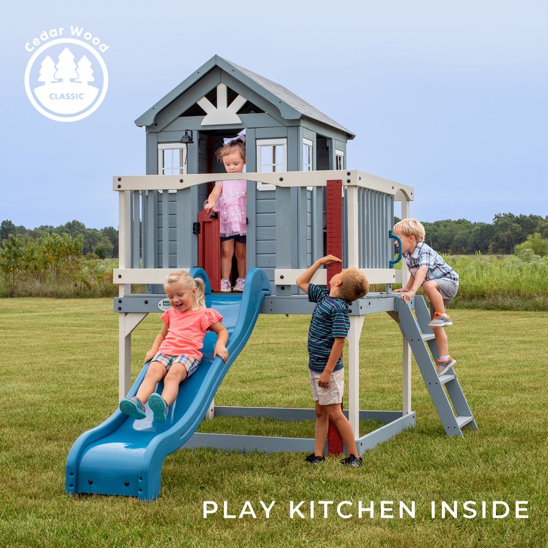 10' x 6' Outdoor Cedar Playhouse with Kitchen
