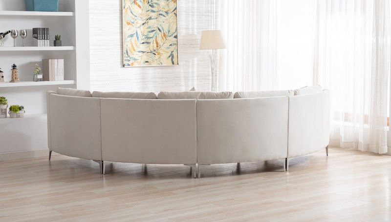136" Wide Velvet Symmetrical Modular Corner Sectional