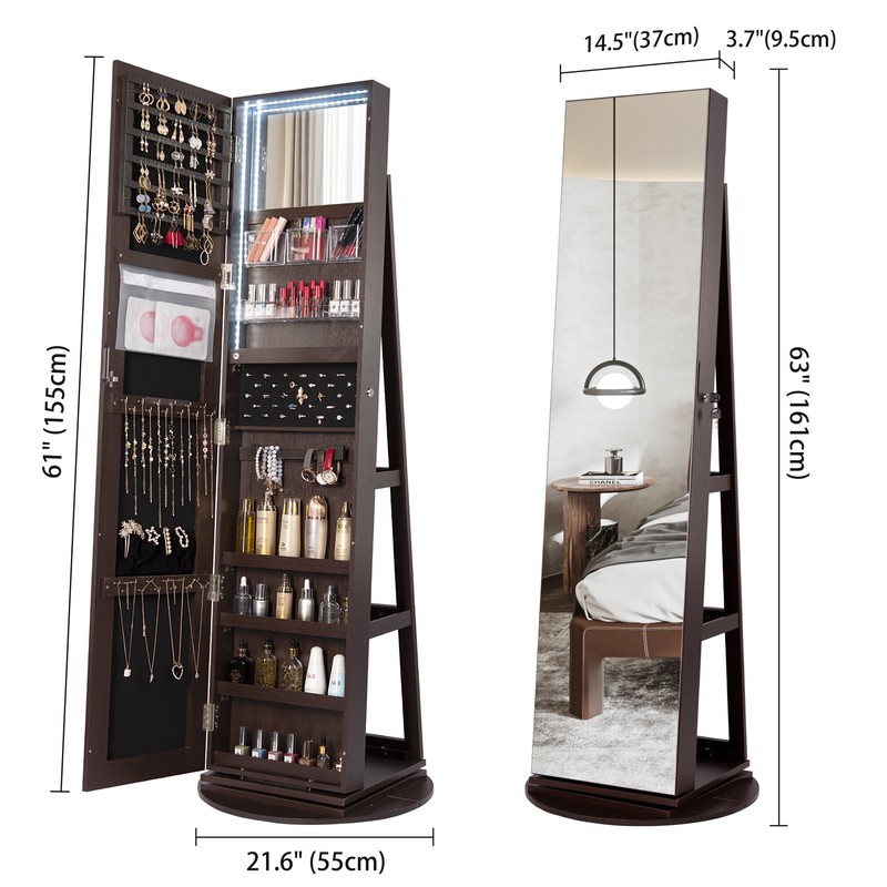 14.5'' Wide Jewelry Armoire with Mirror