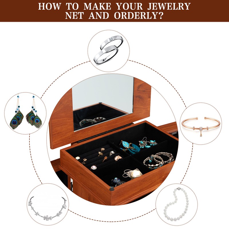 15'' Wide Jewelry Armoire with Mirror