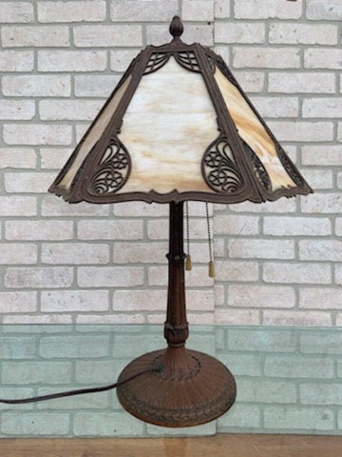 1930s Slag Glass Lamp