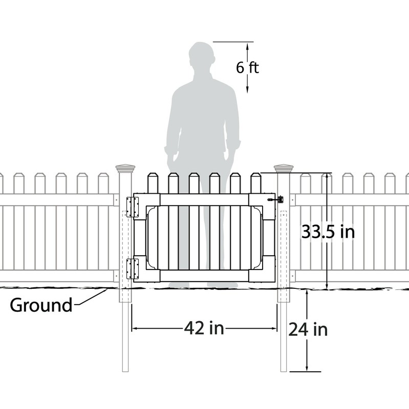 2.6 ft. H x 3.5 ft. W Newport Vinyl Picket Gate
