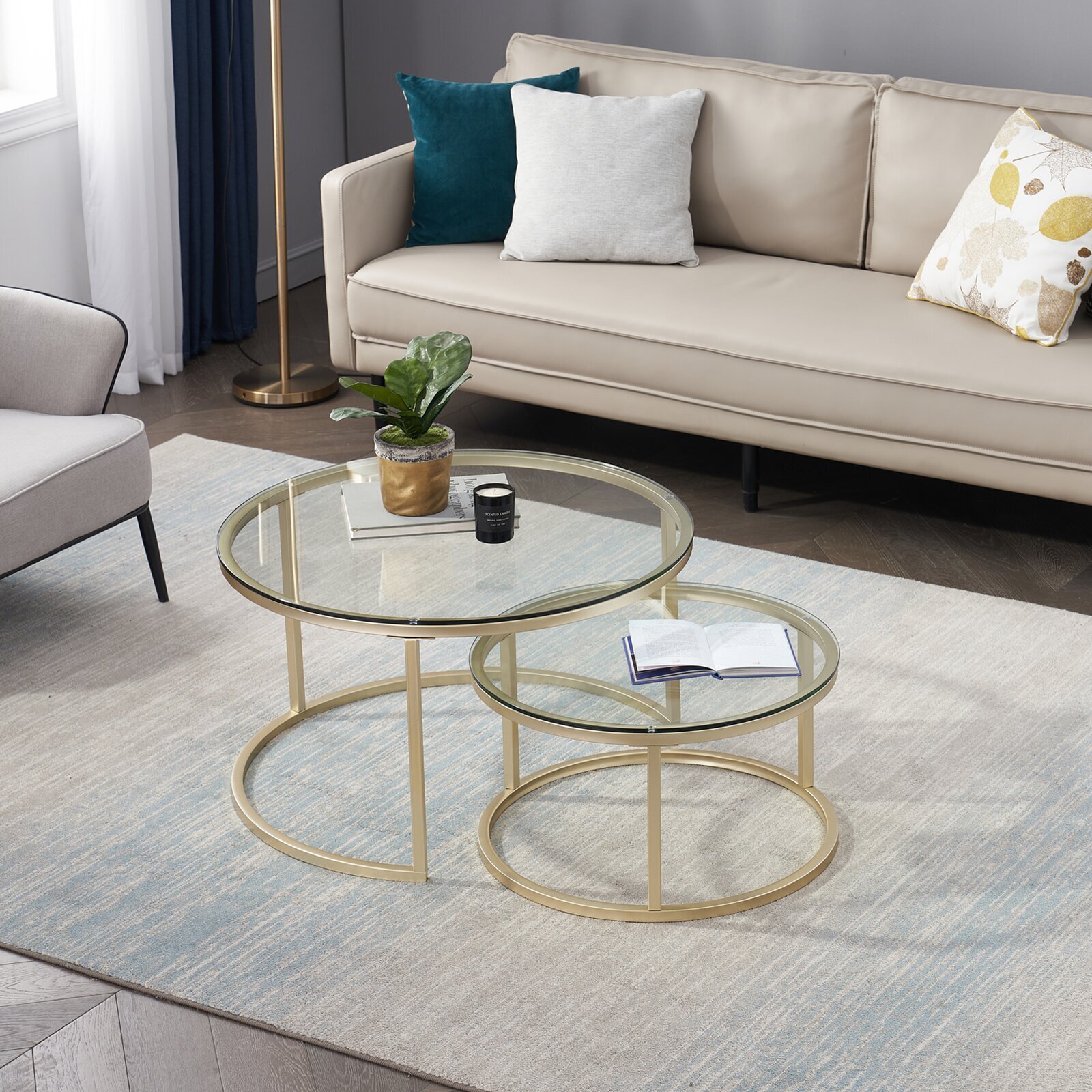 2 Nesting Glass Coffee Tables