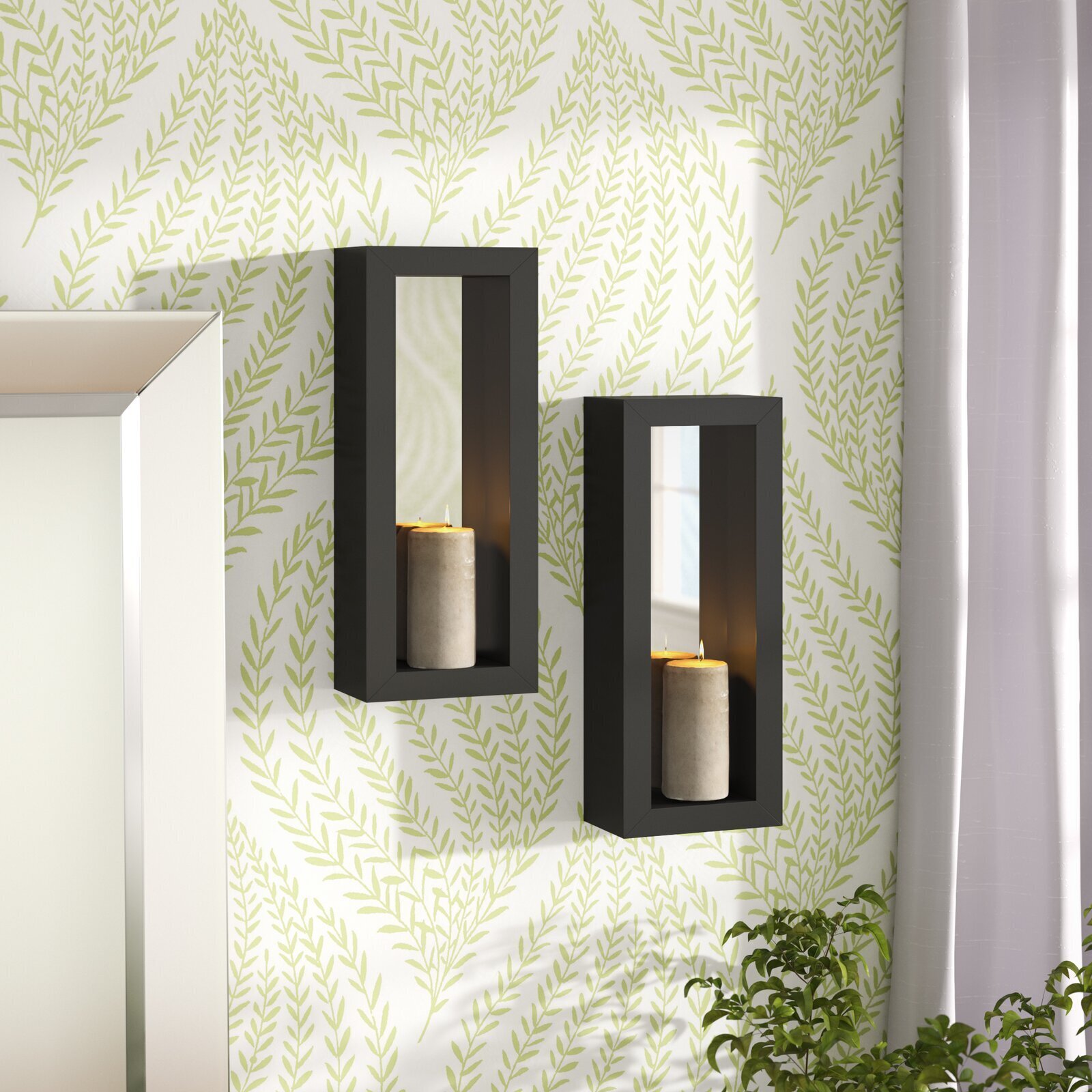 2 Piece Chunky Vertical Black Wall Sconce 