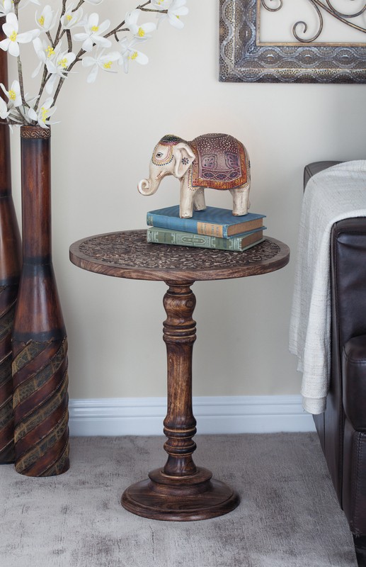21'' Tall Solid Wood Pedestal End Table