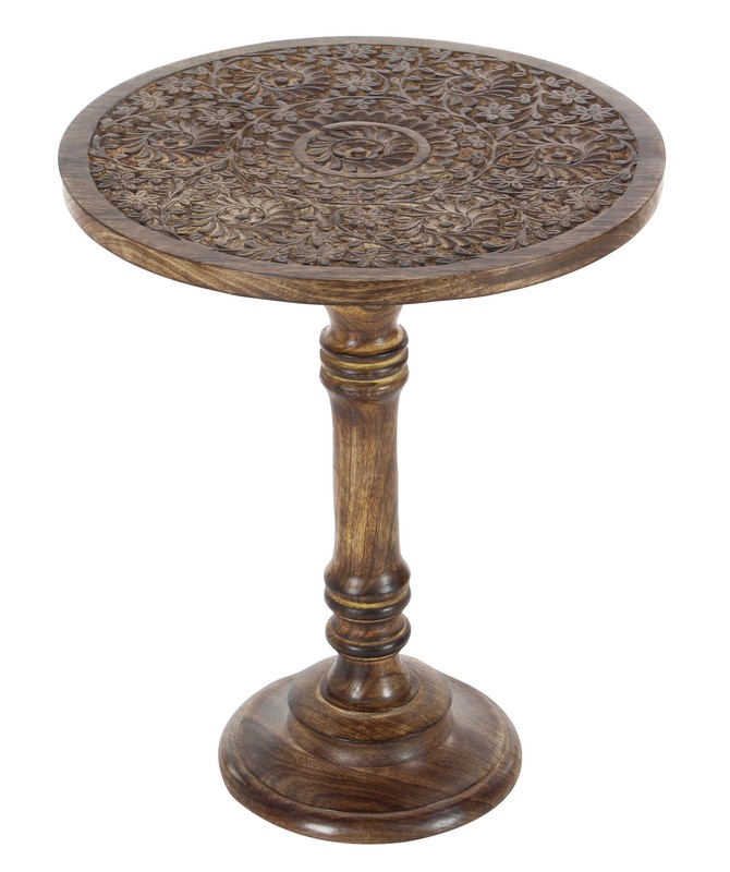 21'' Tall Solid Wood Pedestal End Table