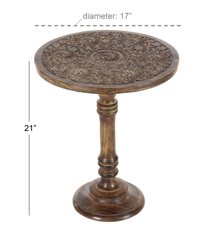 21'' Tall Solid Wood Pedestal End Table