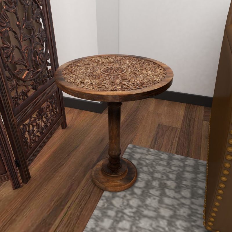 21'' Tall Solid Wood Pedestal End Table
