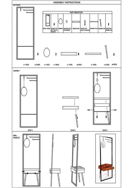 24'' Wide 2 - Hook Freestanding Coat Rack with Storage in Brown/Black