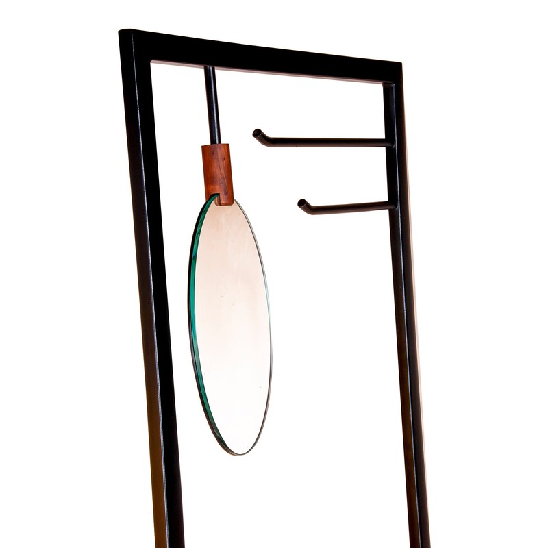 24'' Wide 2 - Hook Freestanding Coat Rack with Storage in Brown/Black