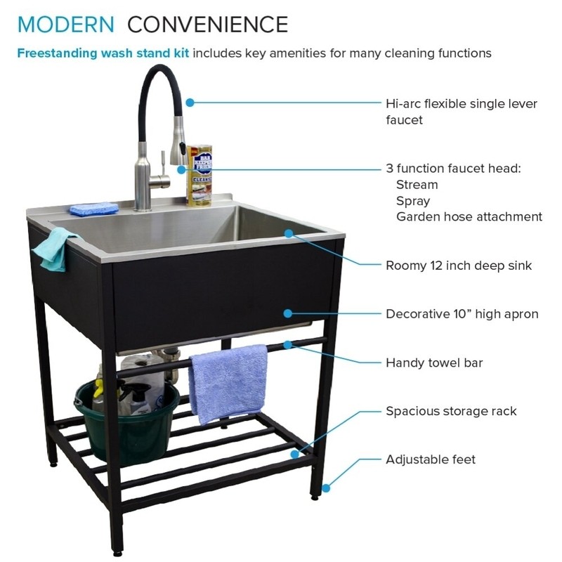 25'' L x 22'' W Free Standing Laundry Sink with Faucet