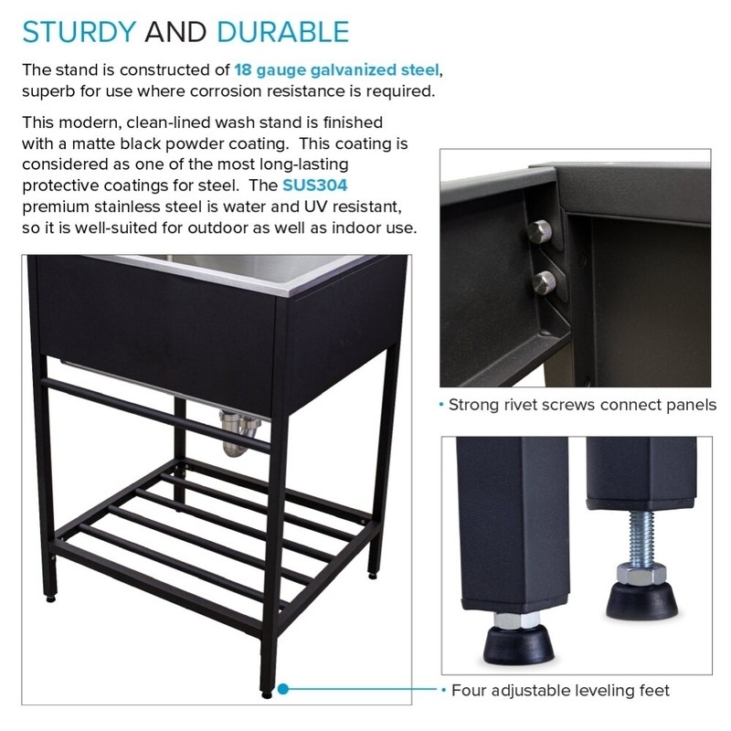 25'' L x 22'' W Free Standing Laundry Sink with Faucet