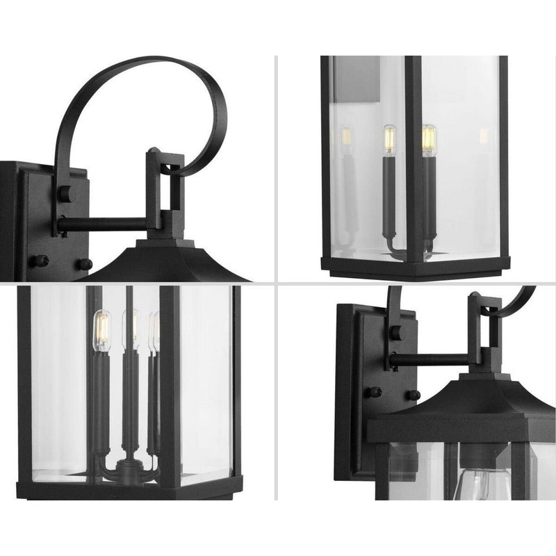 3 - Bulb 30.62'' H Beveled Glass Outdoor Wall Lantern