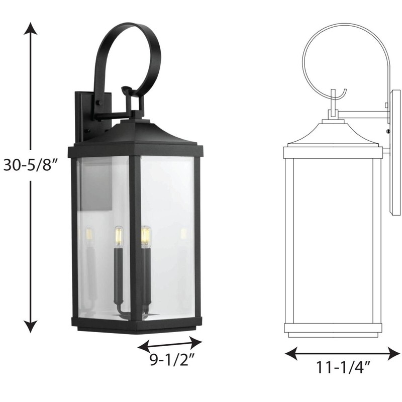 3 - Bulb 30.62'' H Beveled Glass Outdoor Wall Lantern
