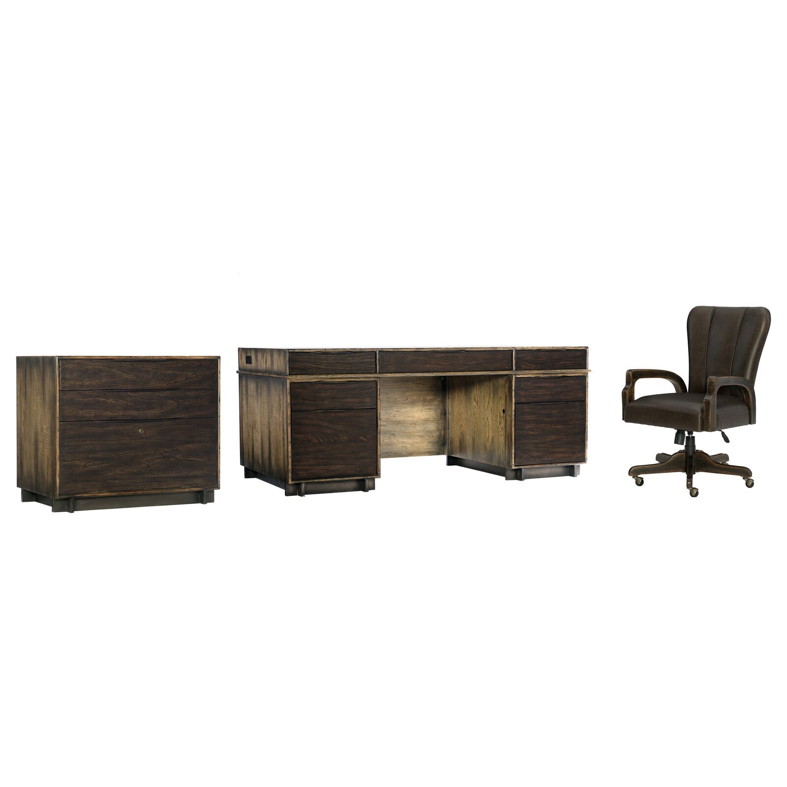 3 Piece Rectangular Executive Desk Office Set with Chair
