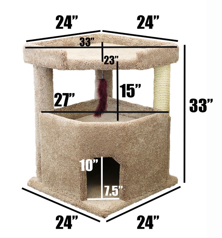 33" Prestige Solid Wood Condo Mansion Cat Tree