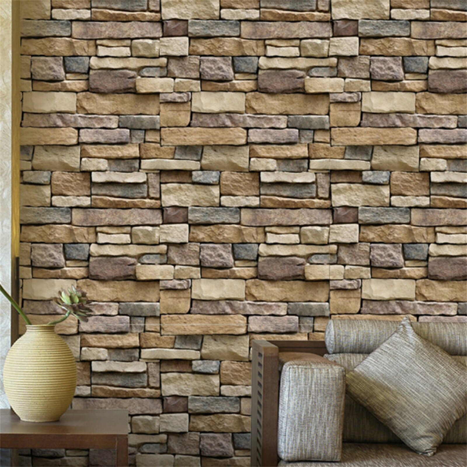 3D brick motif self adhesive wallpaper