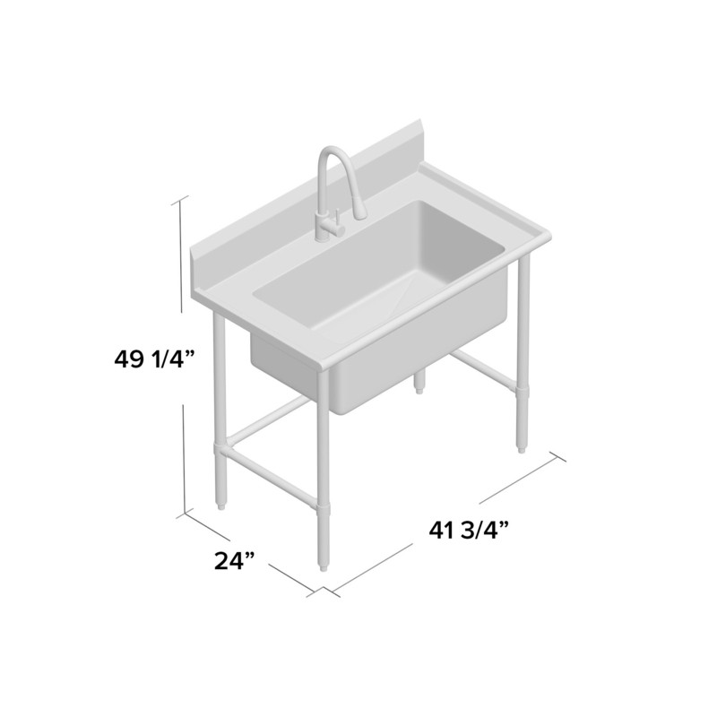 42" L x 24" W Free Standing Laundry Sink with Faucet