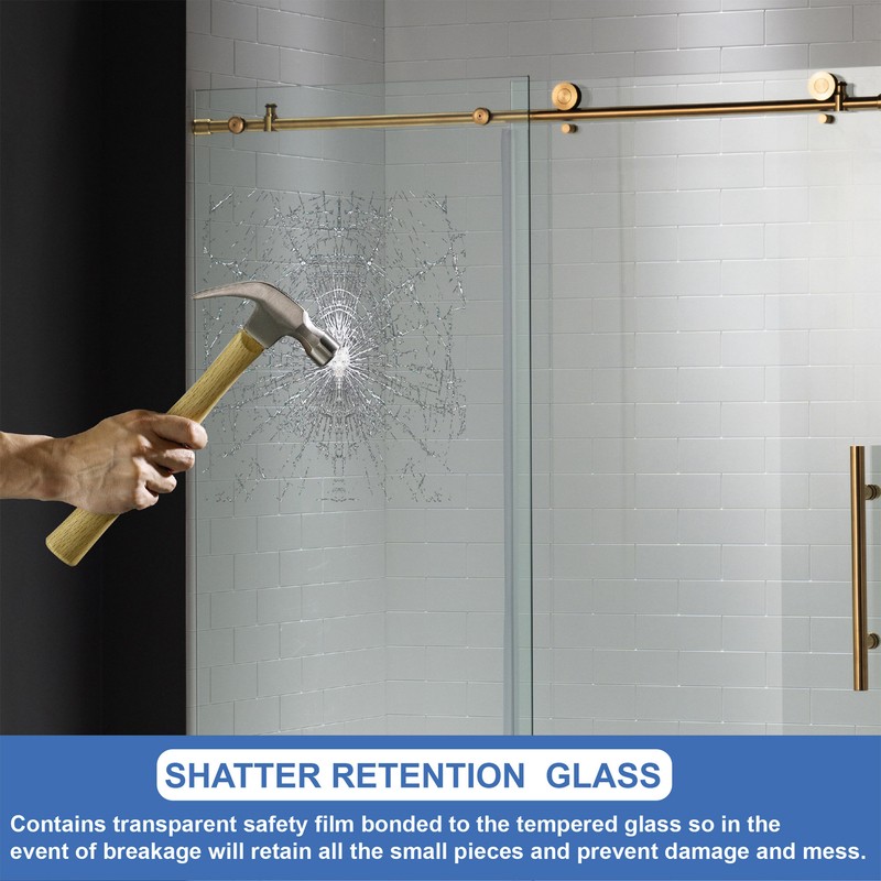 56" - 60" W x 76" H Single Sliding Frameless Shower Door