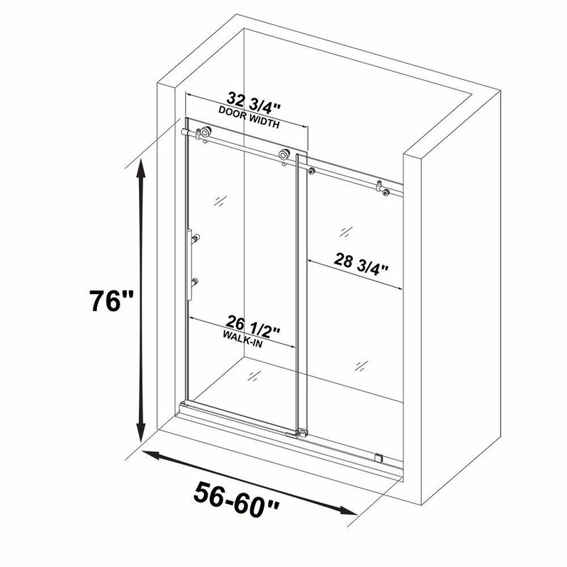 56" - 60" W x 76" H Single Sliding Frameless Shower Door