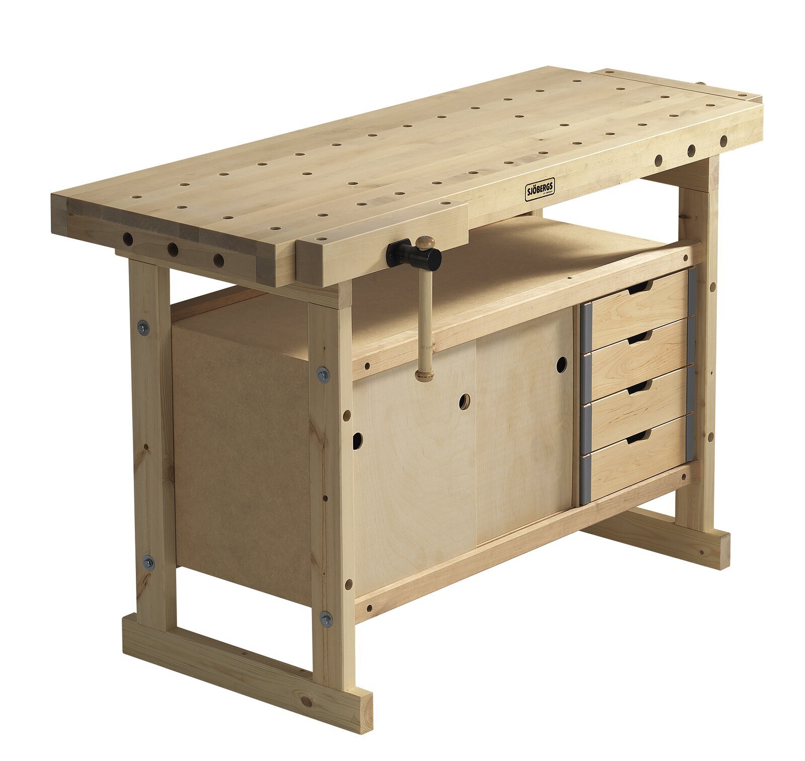 57” Wood Top Workbench With Storage Cabinet
