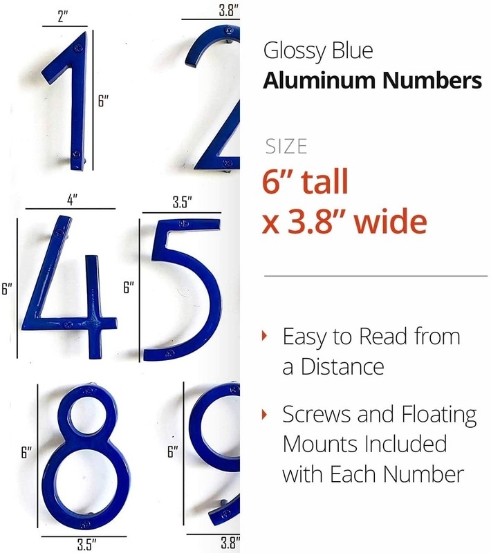 6'' H Metal Floating Mount House Number