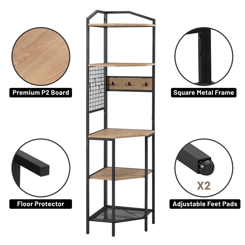 72.55'' H x 17.7'' W Iron Corner Bookcase