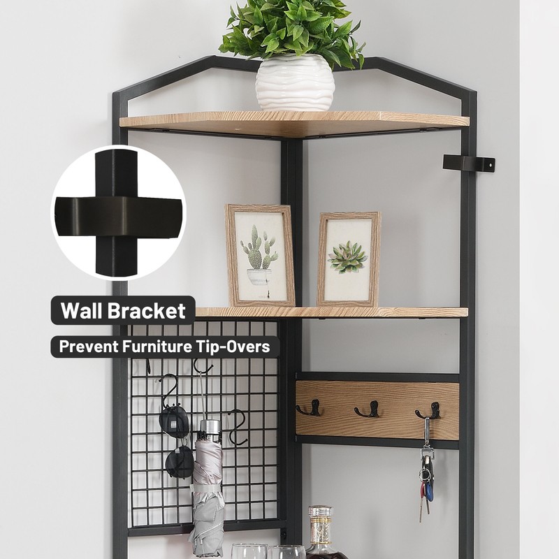 72.55'' H x 17.7'' W Iron Corner Bookcase
