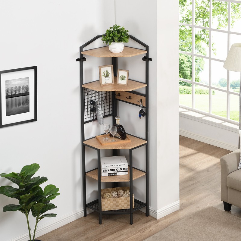 72.55'' H x 17.7'' W Iron Corner Bookcase