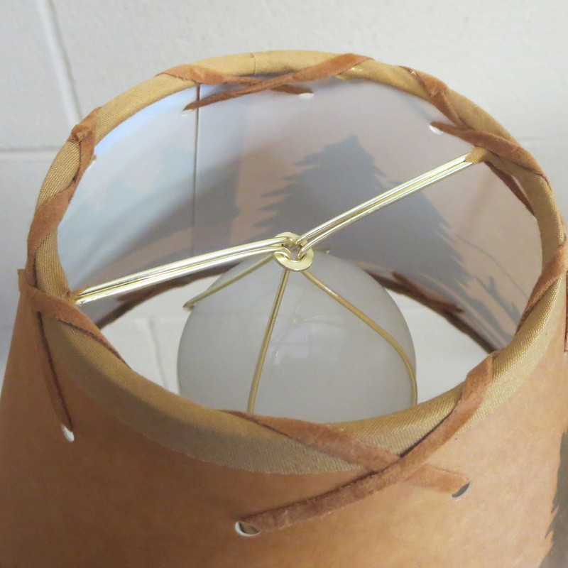8.25'' H Paper Empire Lamp Shade ( Clip On ) in Oiled Kraft Paper Shade With Wrap-Around Scene
