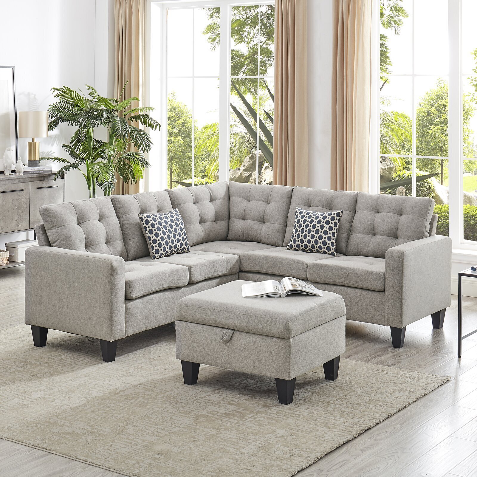 80” Wide Reversible Modular Corner Sectional With Ottoman 