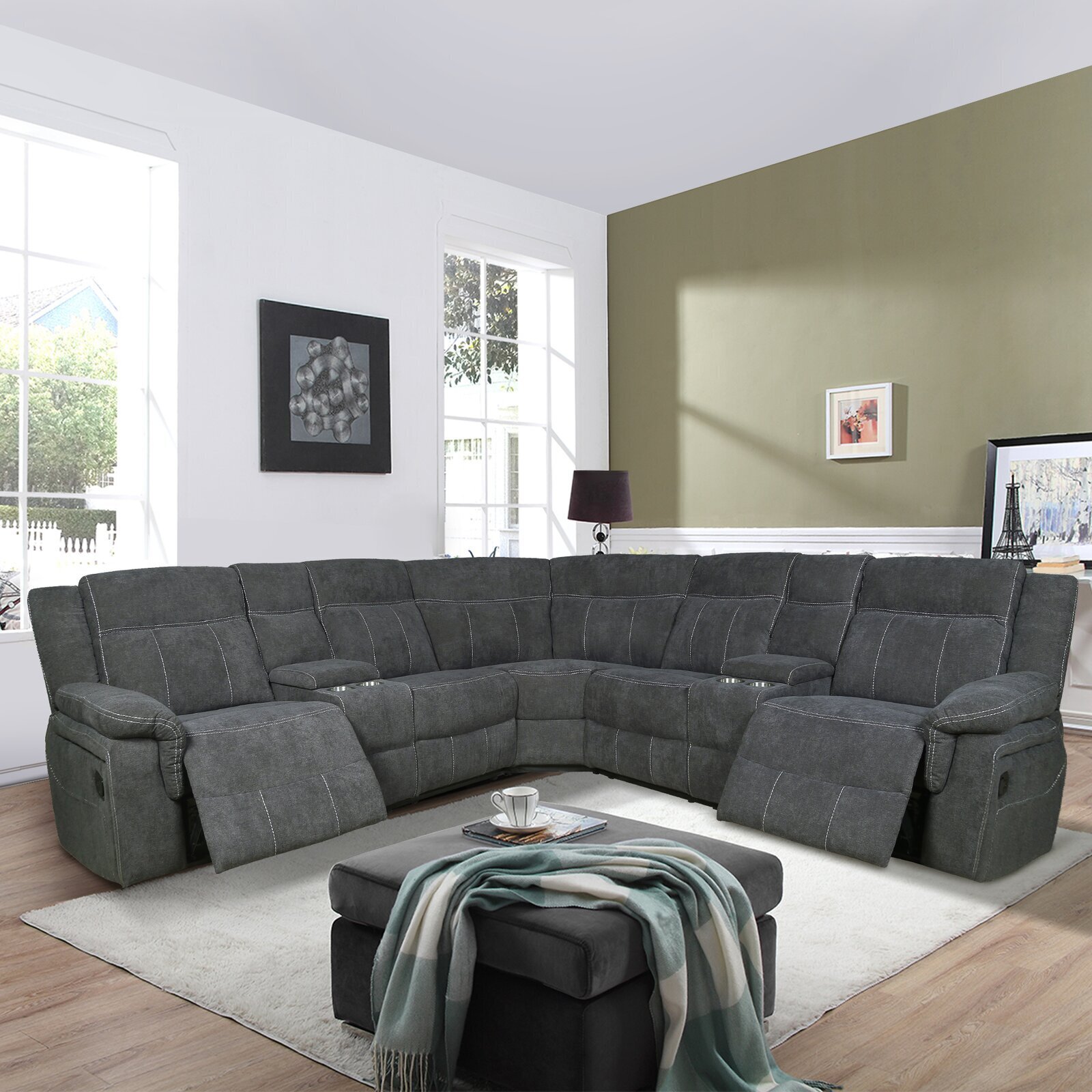 94 5” Wide Symmetrical Reclining Corner Sectional