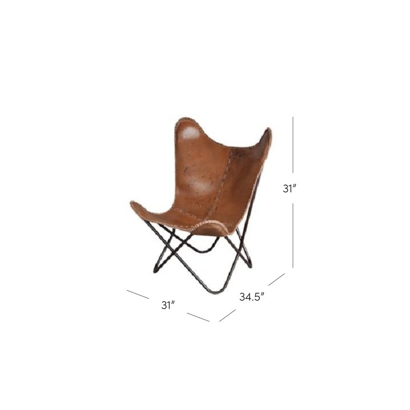 Aadhvika 31'' Wide Genuine Leather Top Grain Leather Down Cushion Butterfly Chair