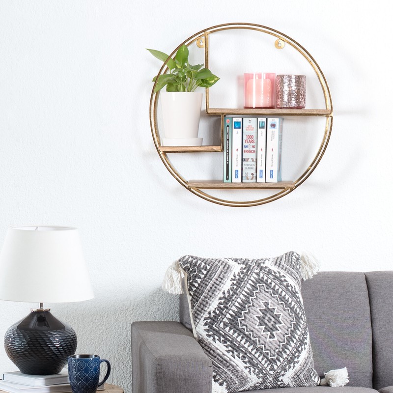 Aberdeen 3 Piece Circle Mango Wood Accent Shelf
