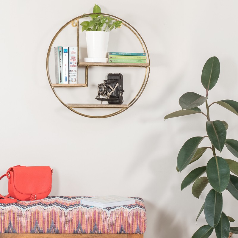 Aberdeen 3 Piece Circle Mango Wood Accent Shelf